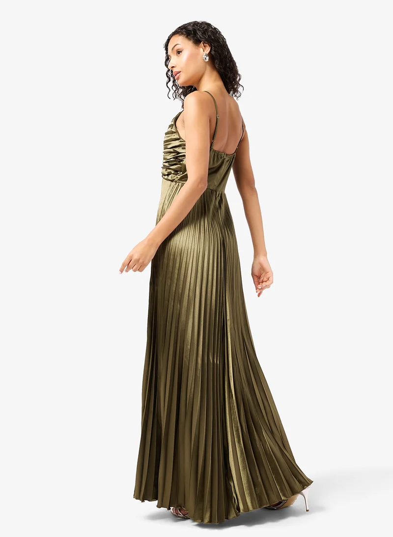 Ginger Strappy Plisse A Line Dress